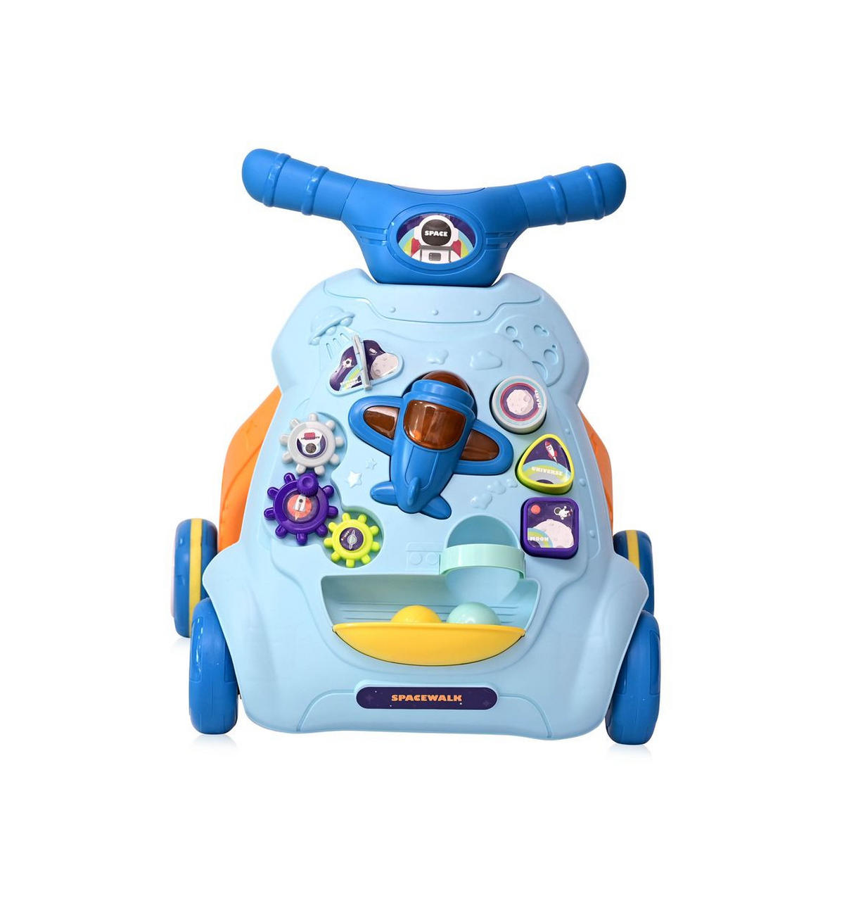 LAUFLERNHILFE Space blau Licht zwei Bälle verschiedene Formen Zahnräder - Blau, Kunststoff (47/52/48cm) - Lorelli