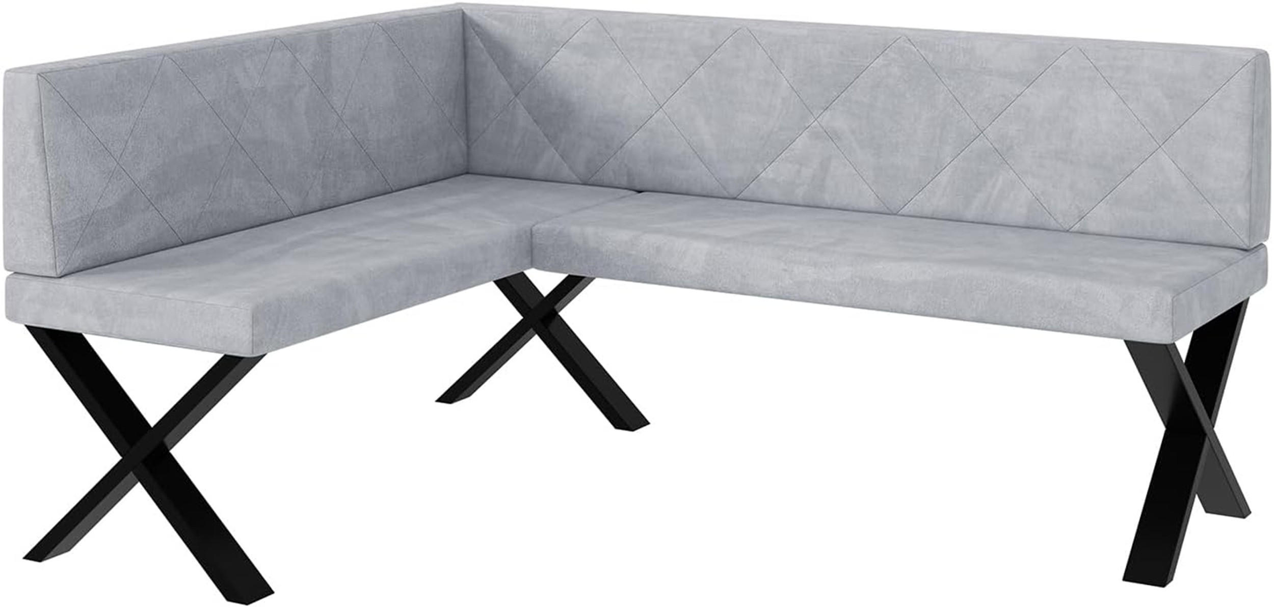 ECKBANK ERIC_X - Hellgrau, Textil (128/168cm) - Meblini