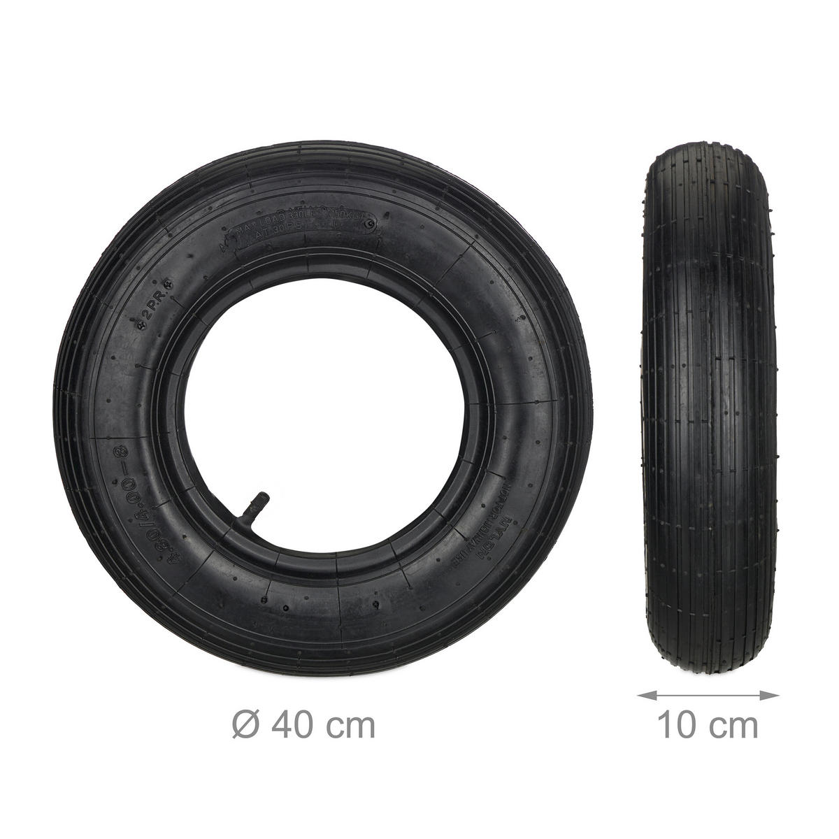 SCHUBKARRENRAD - Schwarz, Kunststoff (40/40/10cm) - Relaxdays