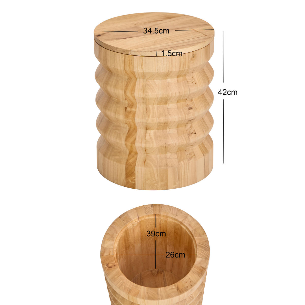 POUF Holz Braun - Braun, Textil (34.5/42/34.5cm) - Nordlys