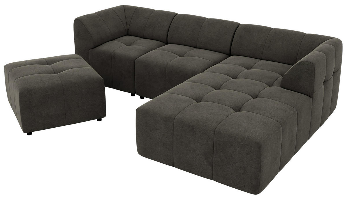 ROHOVÁ SEDAČKA VORITA L 4M - Tmavě šedá Samet - Pravá - černá/tmavě šedá, textil/plast (176/267cm) - MKS