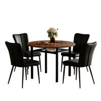 ESSGRUPPE DE-39368 5-teilig, mit 4 PU-Stühlen und Glasplatte Braun/Schwarz - Schwarz, Metall (100/76/100cm) - ComfortXL