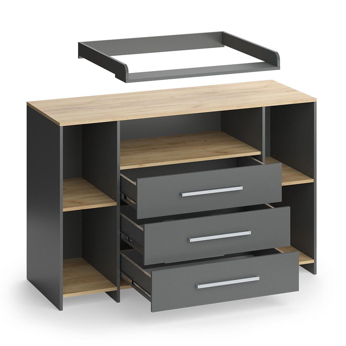 Honigeiche/Anthrazit, Holzwerkstoff (143.2/93/53.1cm) - Vicco