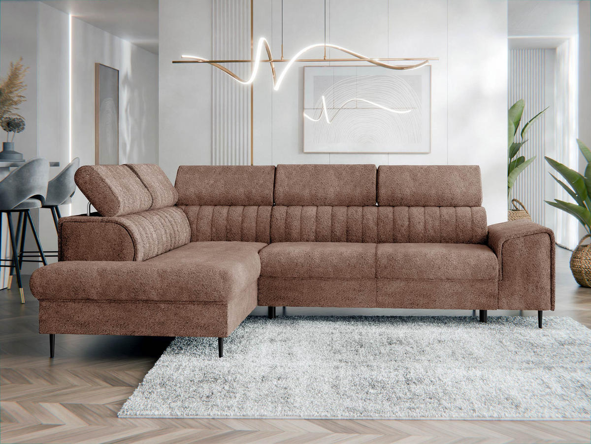 ECKSOFA Kadurin, Seite: Links - Schwarz/Braun, Holz/Kunststoff (276/206cm) - MIRJAN24