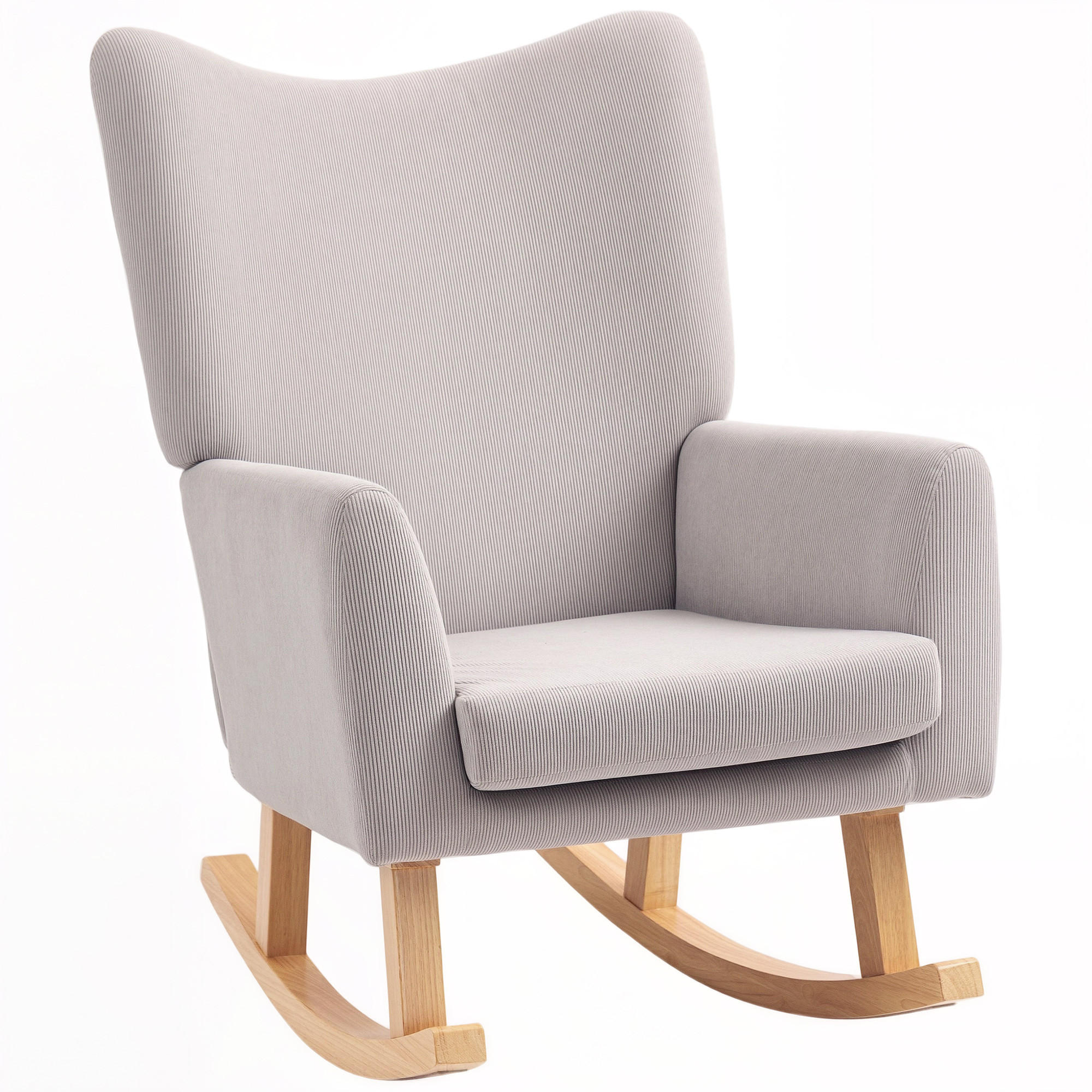 SCHAUKELSTUHL Schaukelsessel mit hoher Rückenlehne, Cord-Optik für Wohnzimmer - Hellgrau, Kunststoff (72/100/97cm) - HOMCOM