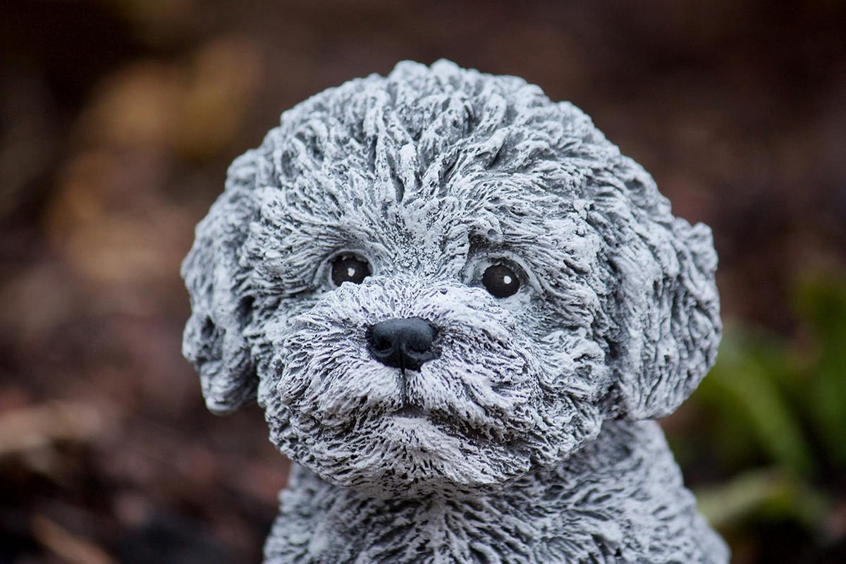 STEINFIGUR Malteser Havaneser Welpe, Frostfest - Grau, Stein (11/15/13cm) - stoneandstyle