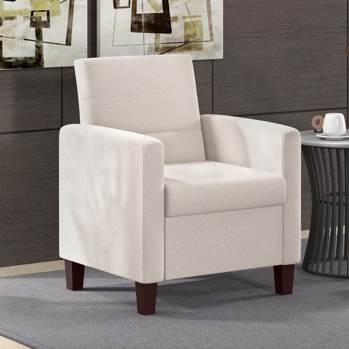 SESSEL Leinenoptik 78L x 71B x 87H cm Cremeweiß - Weiß, Kunststoff (71/87/78cm) - HOMCOM