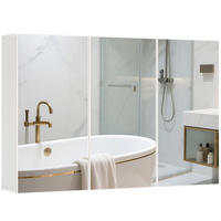 ZRCADLOVÁ SKŘÍŇKA do koupelny se 3 zrcadlovými dvířky, koupelnová skříňka s 5 policemi - bílá, kompozitní dřevo (90/60/15.5cm) - HOMCOM