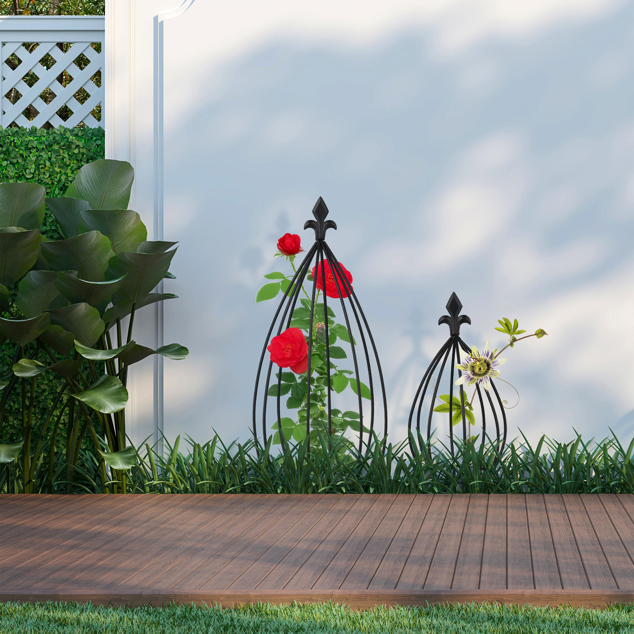 2-tlg.RANKHILFE-SET - Schwarz, Metall (25/65/25cm) - Relaxdays