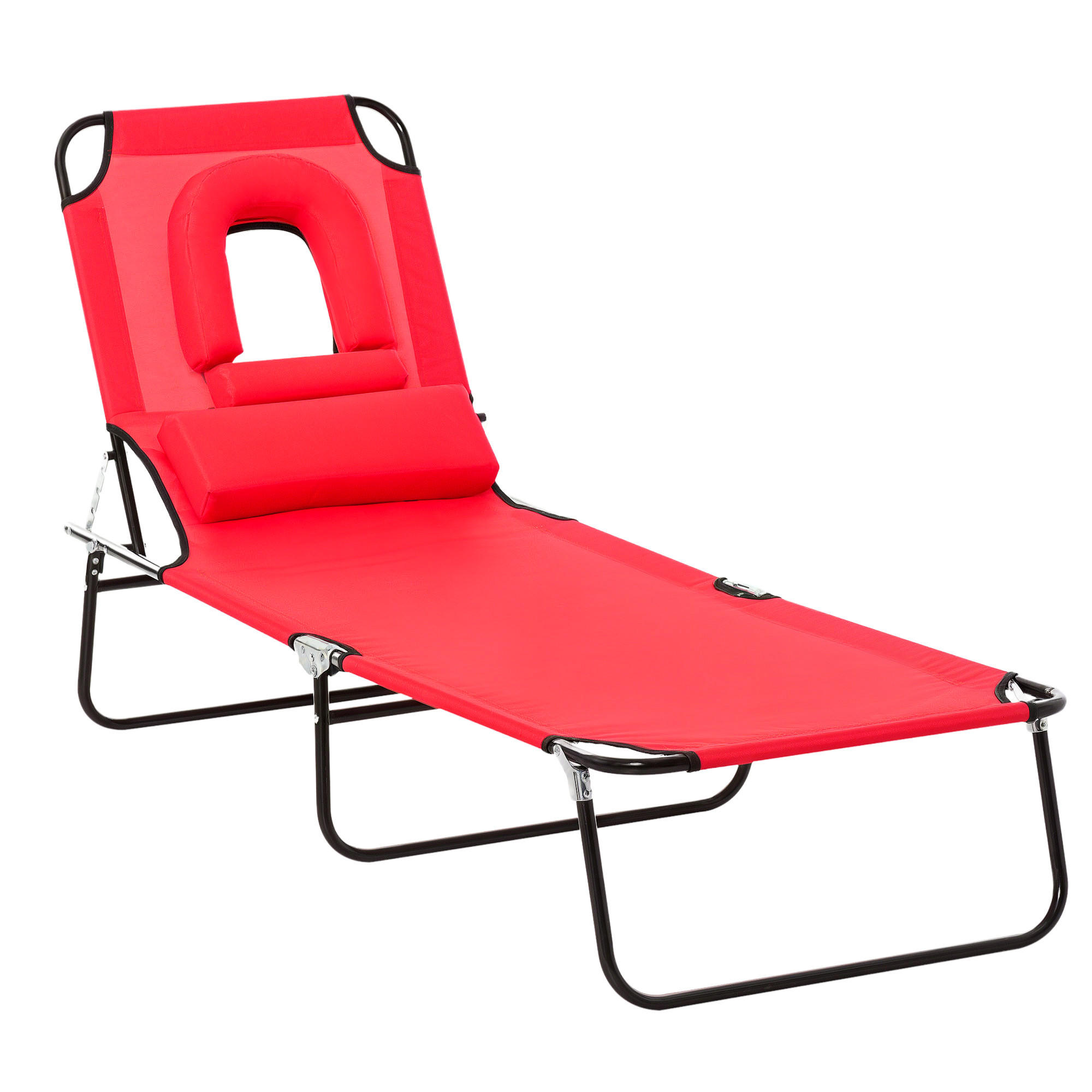 SONNENLIEGE DE-15582 klappbar, 4-fach verstellbar Rot - Rot, Metall (58/36/187cm) - ComfortXL