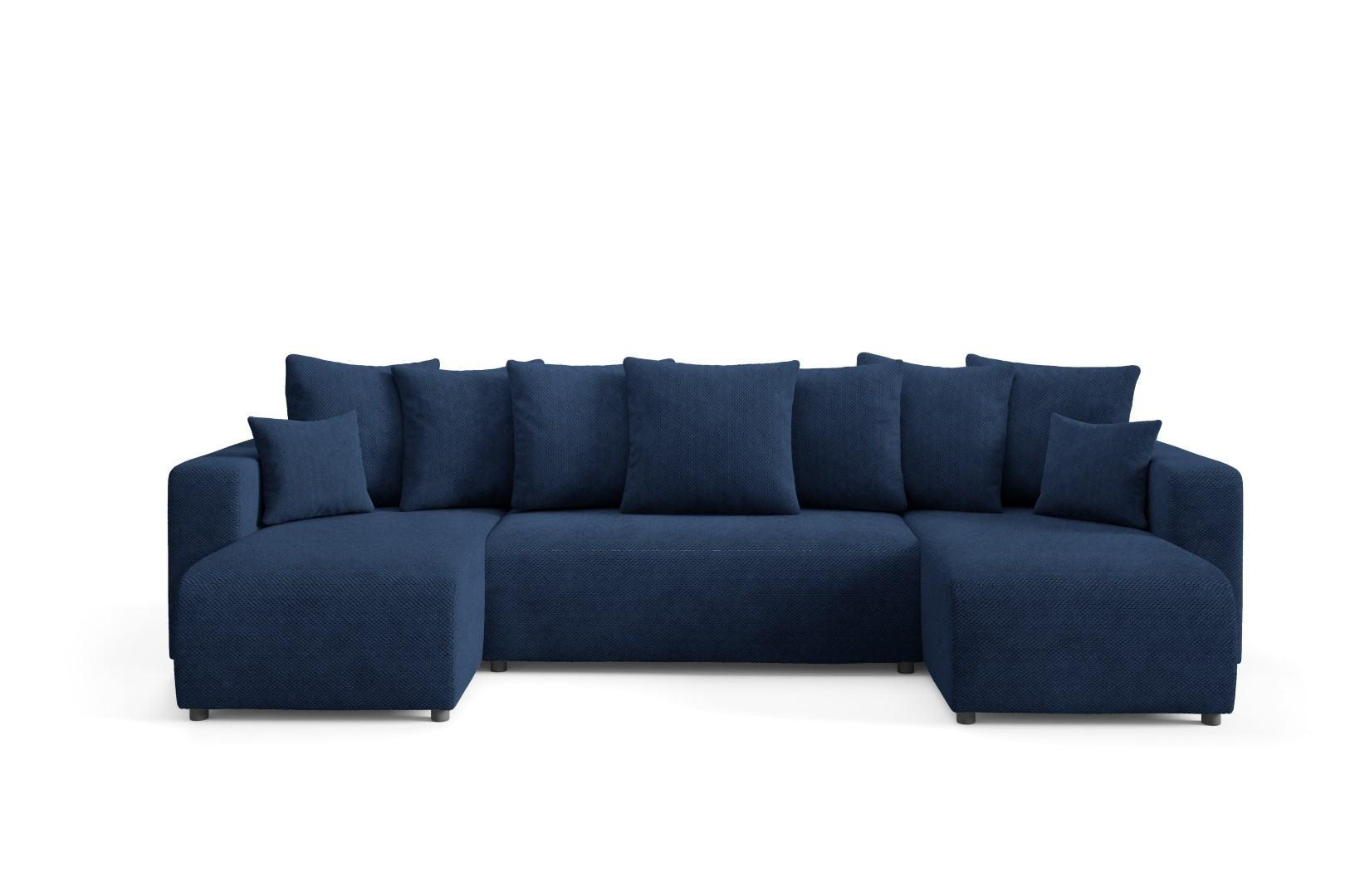 WOHNLANDSCHAFT mit Schlaffunktion Blau - Dunkelblau, Textil (318/88/145cm) - Furnisell