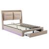 POLSTERBETT 140/200 cm in Beige mit LED-Lichtleisten - Beige, Holz/Textil (140/200cm) - KOMHTOM