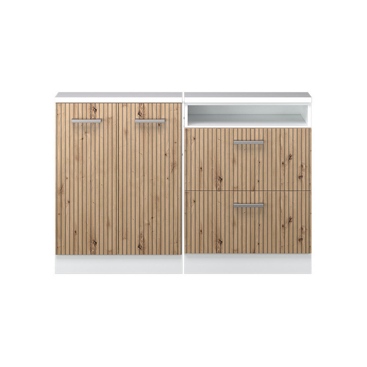 KUCHYŇSKÁ SKŘÍŇKA POD ŠIKMOU STŘECHU R-Line Dub řemeslný/bílý - bílá/dub artisan, kompozitní dřevo (120/81.6/46cm) - Vicco