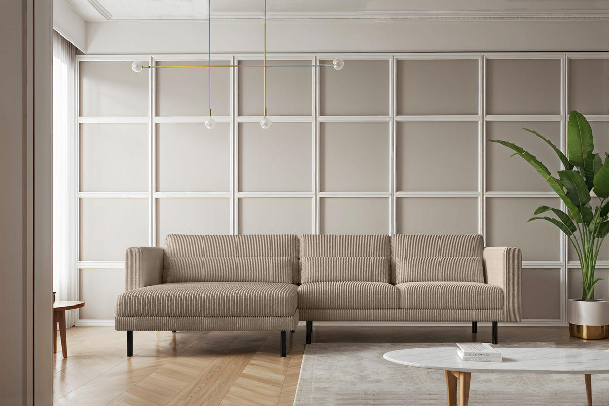 ECKSOFA L-form Dani Stoff Poso Dunkelbeige Links - Cappuccino, Holz (281/174cm) - Kaiser Möbel