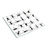 GLASPLATTE 60x52 cm Katzen - Weiß Hochglanz/Weiß, Glas (60/0.4/52cm) - TULUP
