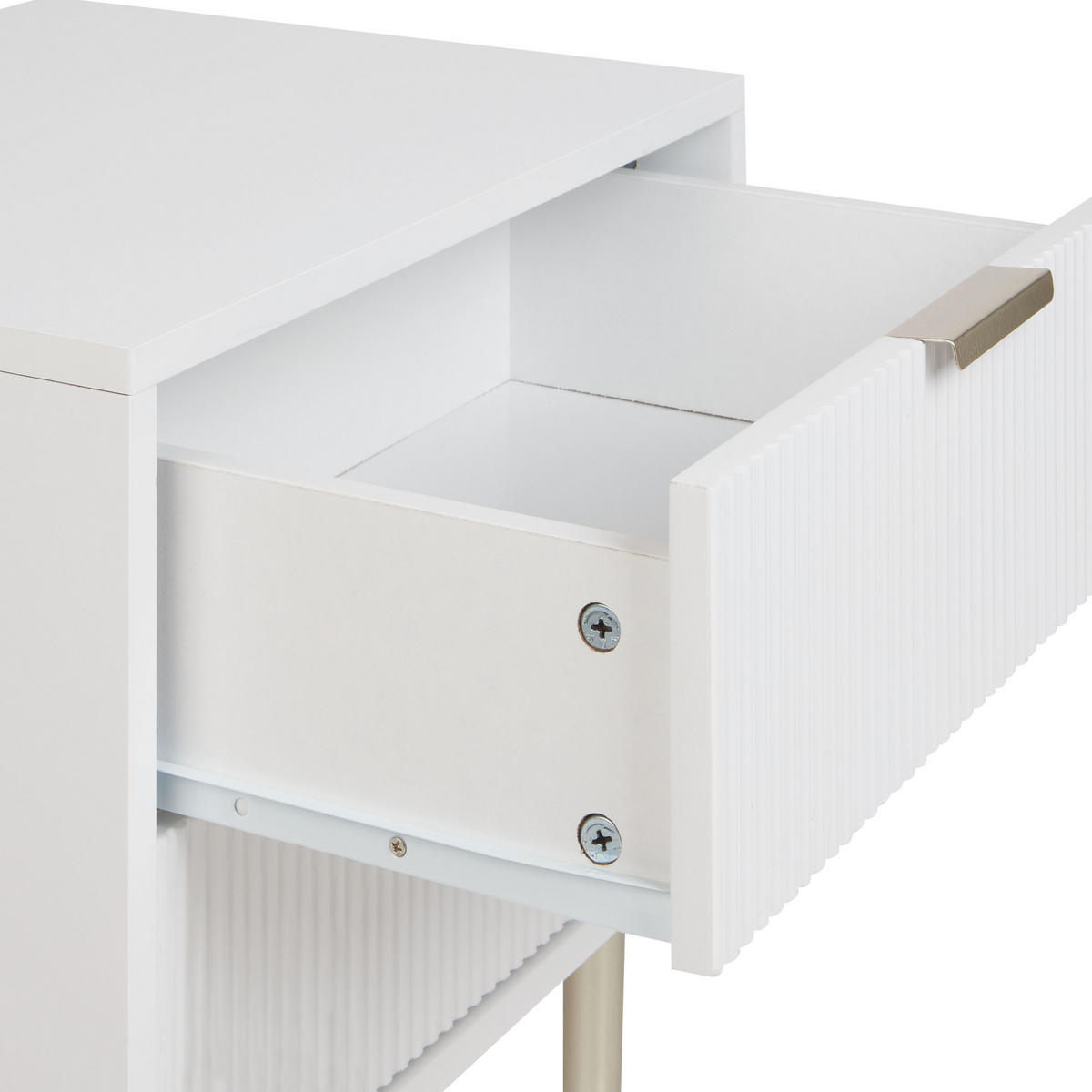 NACHTTISCH weiß/gold 2 Schubladen Soho - Goldfarben/Weiß, Holzwerkstoff (48/55/40cm) - Beliani