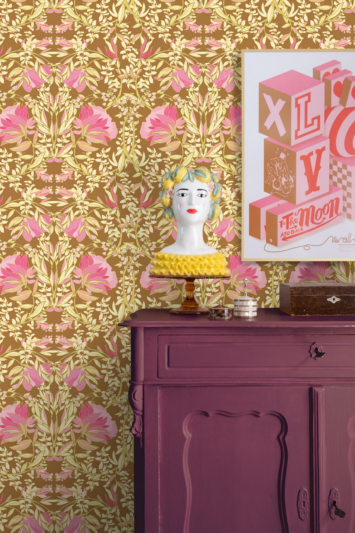 TAPETE Blumenmuster im Jugendstil 50 x 900 cm - Pink, Papier (50/900cm) - ESTAhome