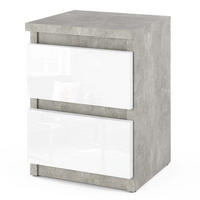 NACHTTISCH – Beton/Weiß Hochglanz - Weiß Hochglanz/Grau, Holz (30/40/30cm) - Stiv Meble