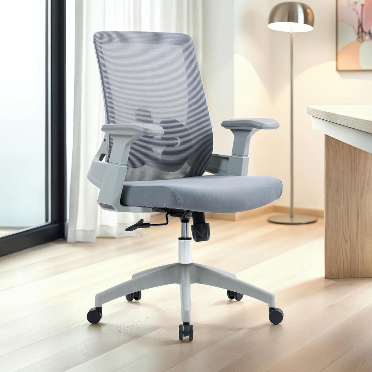 BÜRODREHSTUHL CAPVAL grau - Grau, Kunststoff/Textil (63/108/61cm) - IDIMEX