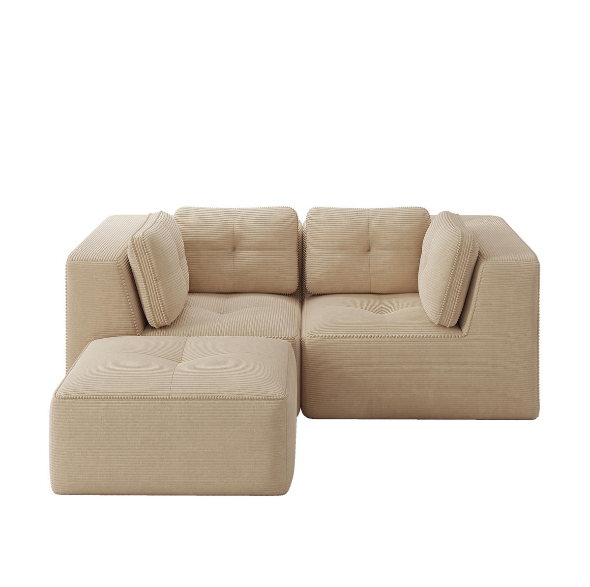 ECKSOFA 208/177/69 cm Beige aus Cord modular ohne Aufbau - Beige, Textil (177/208cm) - OKWISH