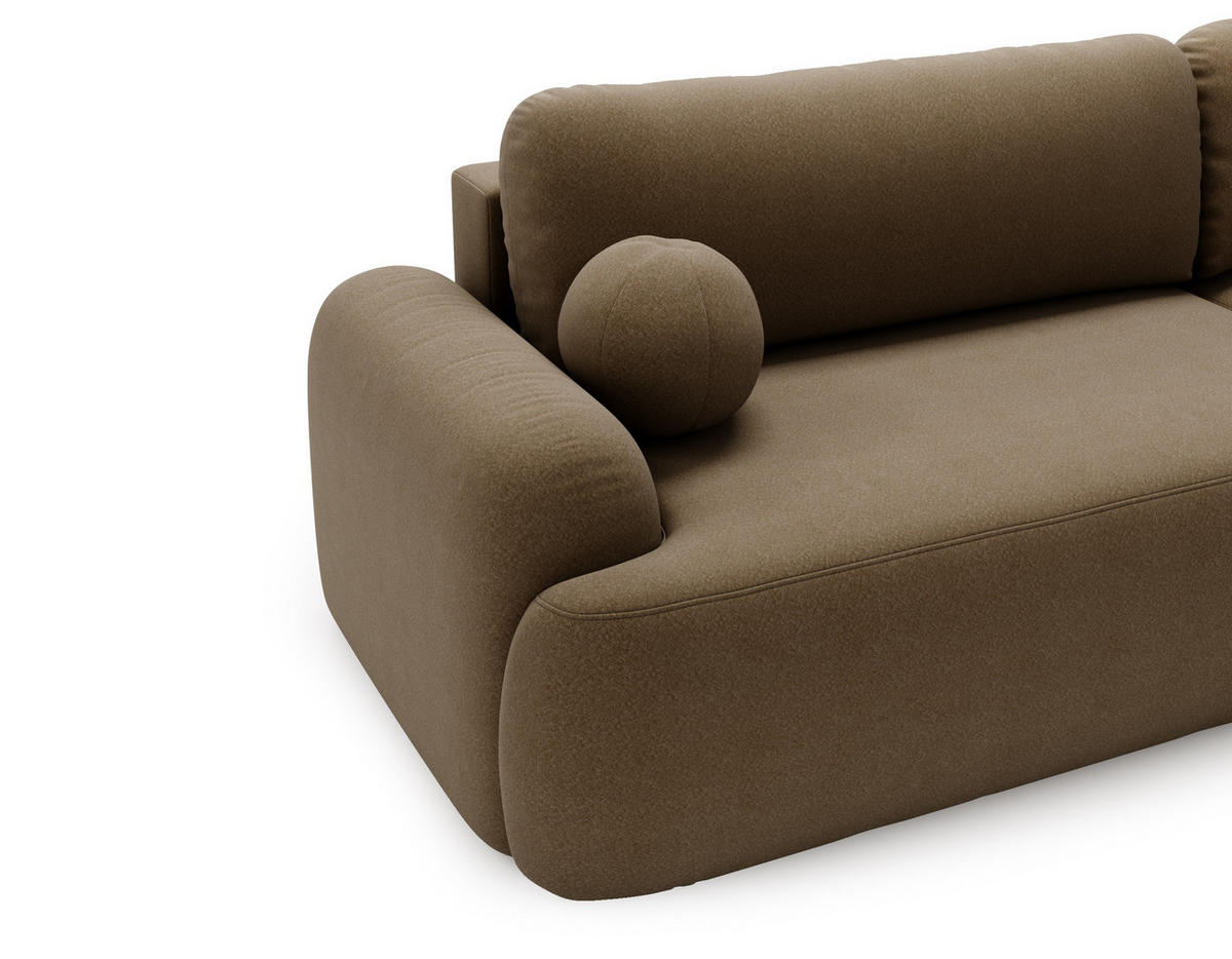 ECKSOFA Cloudy Braun, Sofa aus Boucle-Stoff mit Kissen, rechte seite - Braun, Holzwerkstoff/Textil (261/177cm) - Bettso