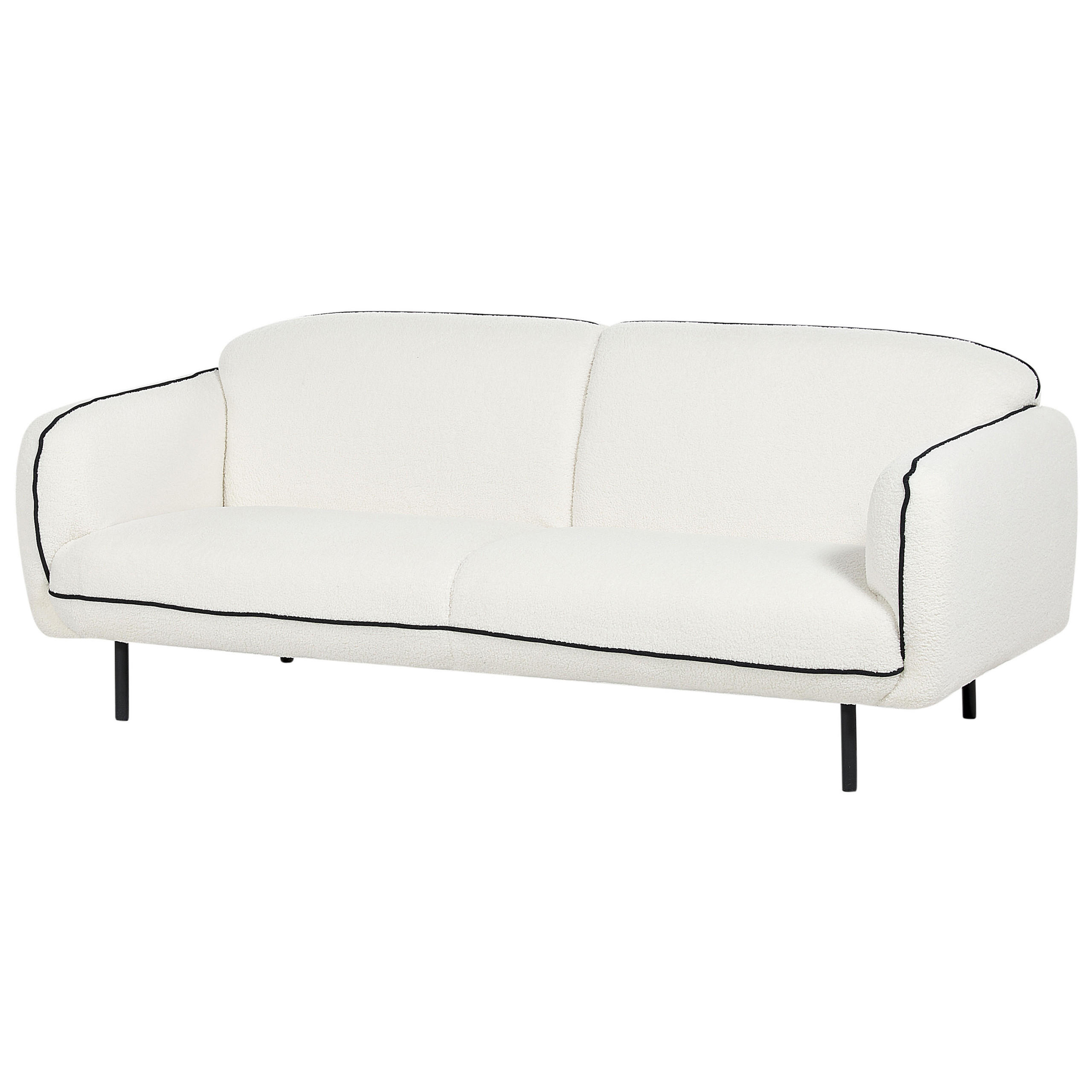 3-SITZER-SOFA Bouclé weiß/schwarz Tonsberg - Schwarz/Weiß, Textil (198/78/85cm) - Beliani