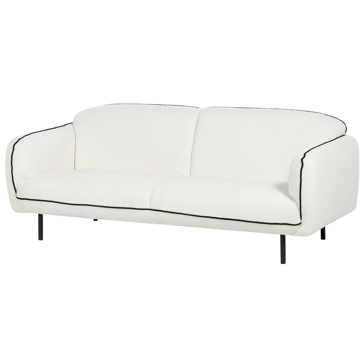 3-SITZER-SOFA Bouclé weiß/schwarz mit Ottomane Tonsberg - Schwarz/Weiß, Textil (198/78/85cm) - Beliani