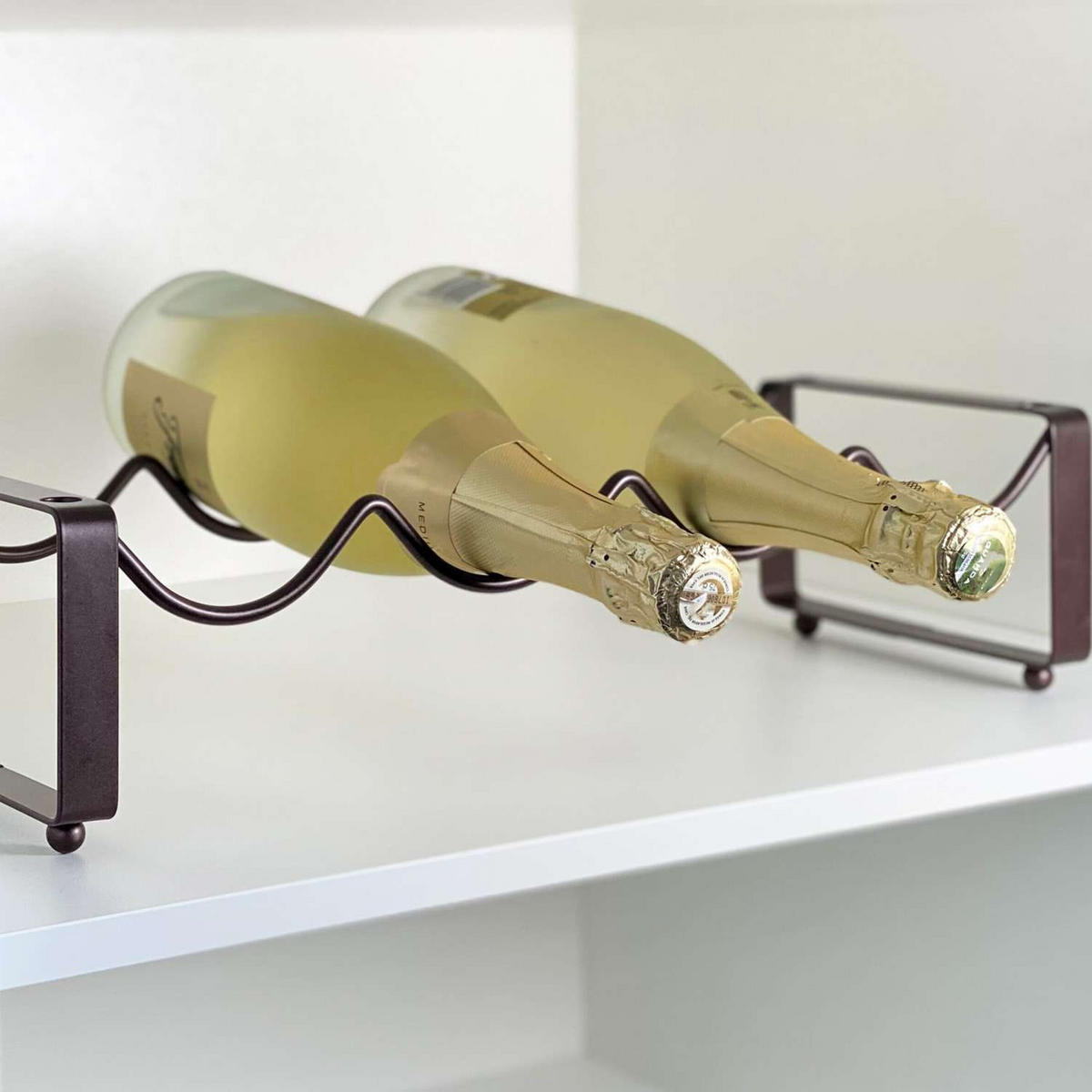WEINREGAL aus Eisen für 4 Weinflaschen Stapelbar 43 / 17 / 11 cm - Schwarz, Metall (17/11/43cm)