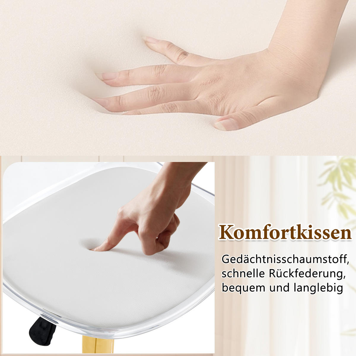 TISCHGRUPPE 3-tlg Glastisch 89 cm mit 2 Barhocker Drehbar Gold - Transparent/Goldfarben, Glas/Metall (49.5/50.5/52cm) - Raelunyi