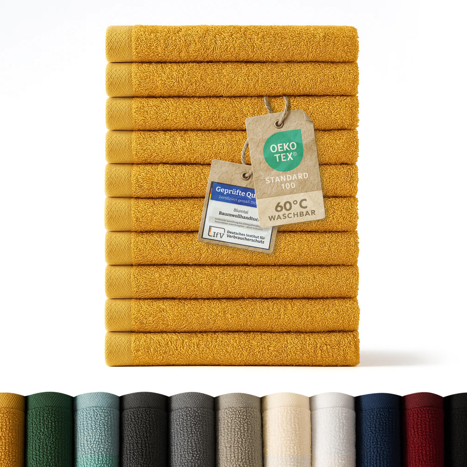 RUČNÍK PRO HOSTY sada 10 ks, 10x ručník pro hosty 30/30 cm, žlutá - žlutá, textil (30/30cm) - Blumtal