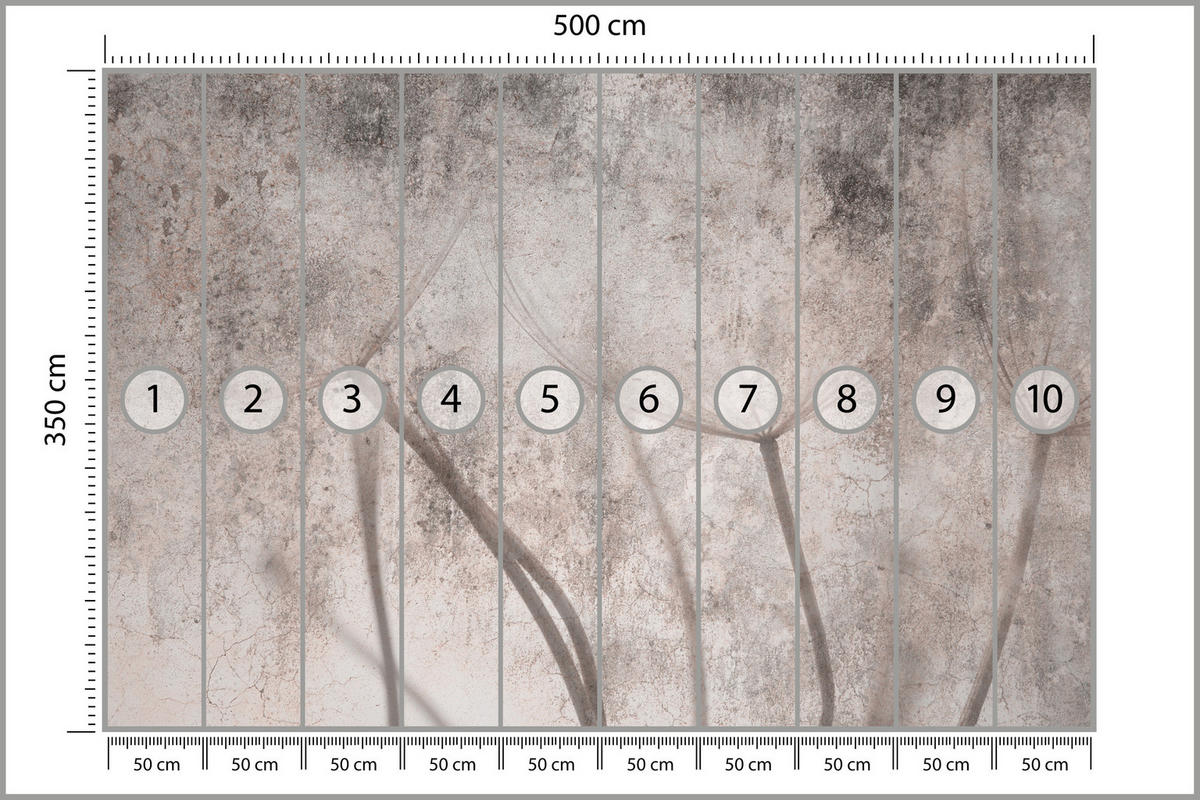 FOTOTAPETE für Schlafzimmer Retro Löwenzahn Beton Beige Minimalistisch 500x350 - Beige/Braun, Papier (500/350cm) - Muralo