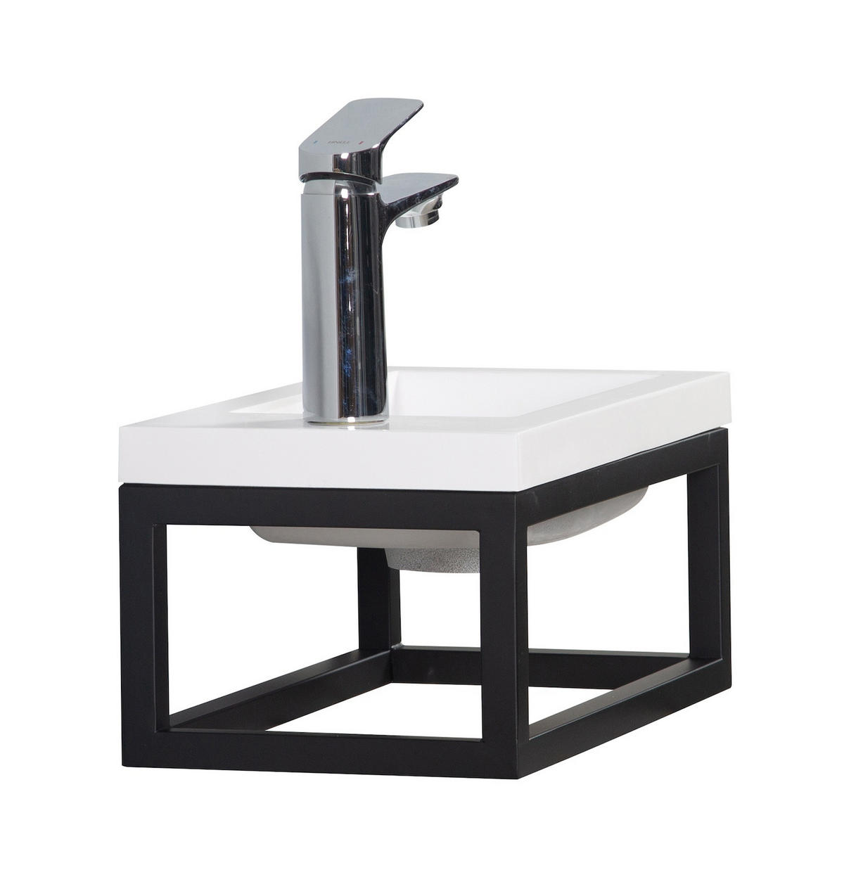 GÄSTE-WC Möbel Mesa 40 x 22 cm – Mattweiß mit schwarzem Metallgestell - Weiß, Holz (40/52/22cm) - Badplaats