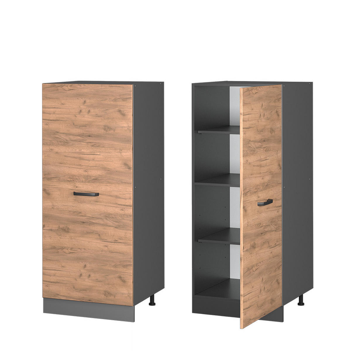 HOCHSCHRANK R-Line Goldkraft Eiche 60 cm - Anthrazit/Eiche Wotan, Holzwerkstoff (60/143/57cm) - Vicco