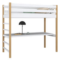 HOCHBETT N01 mit Schreibtisch Weiß / Eiche Natur 90/180 - Eiche Artisan/Weiß, Naturmaterialien/Holz (90/180cm) - N-Wood