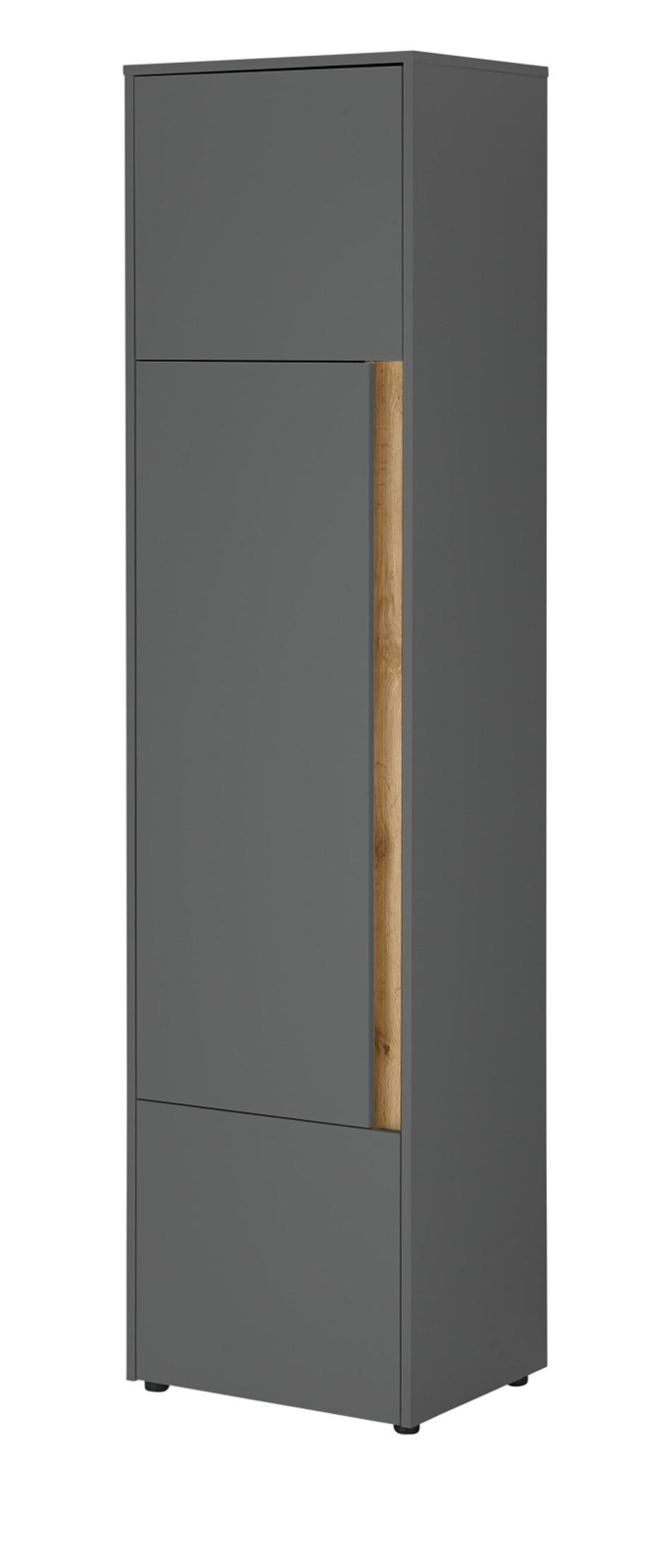 AKTENSCHRANK Grau, Eiche Wotan 50 x 200 cm, Büroschrank mit viel Stauraum und 5 OH - Eiche Wotan/Schwarz, Holzwerkstoff/Kunststoff (50/200/40cm) - Furn.Design