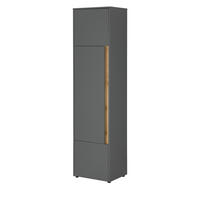 AKTENSCHRANK Grau, Eiche Wotan 50 x 200 cm, Büroschrank mit viel Stauraum und 5 OH - Eiche Wotan/Schwarz, Holzwerkstoff/Kunststoff (50/200/40cm) - Furn.Design