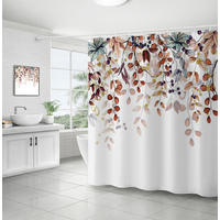 DUSCHVORHANG Polyester wasserdicht mit Blumen pflanzlich - Braun, Textil (180/180cm) - MCBOSON