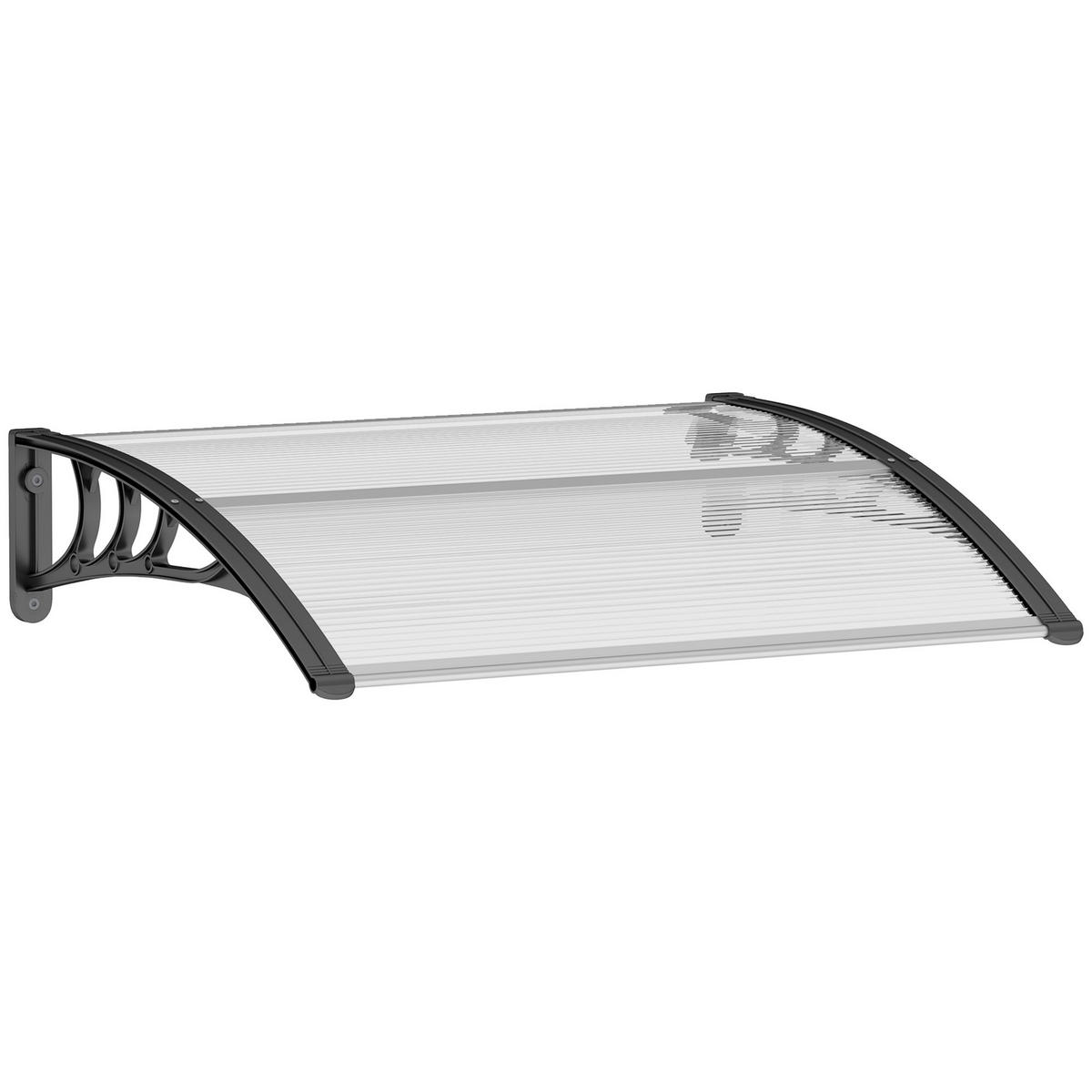 VORDACH DE-13918 Polycarbonat/Aluminium 100/75 cm, UV-Schutz Transparent - Schwarz, Kunststoff (75/23/100cm) - ComfortXL
