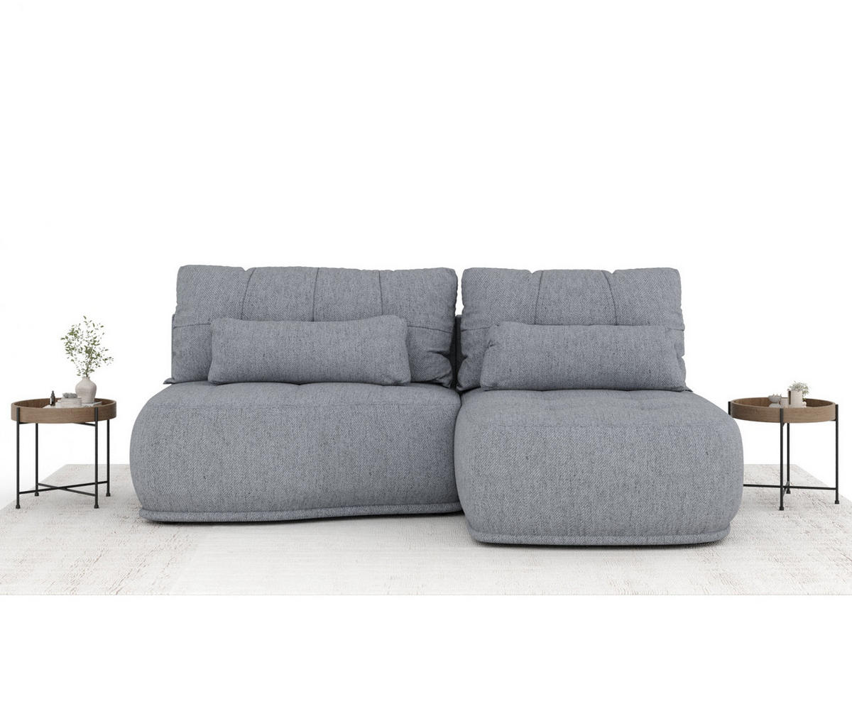ECKSOFA MIT SCHLAFFUNKTION Batu Grau Webstoff - Schwarz/Grau, Holz/Holzwerkstoff (223/158cm) - Maison de Reve