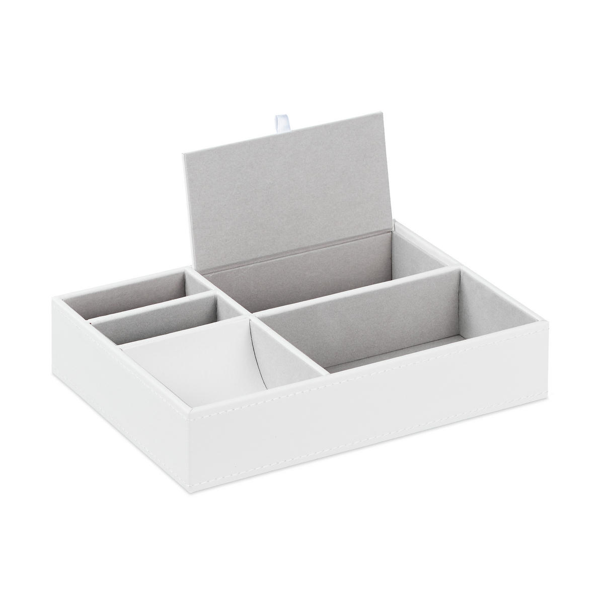 ZÁSOBNÍK na šperky - biela, kompozitné drevo/textil (25.5/5/18.5cm) - Relaxdays