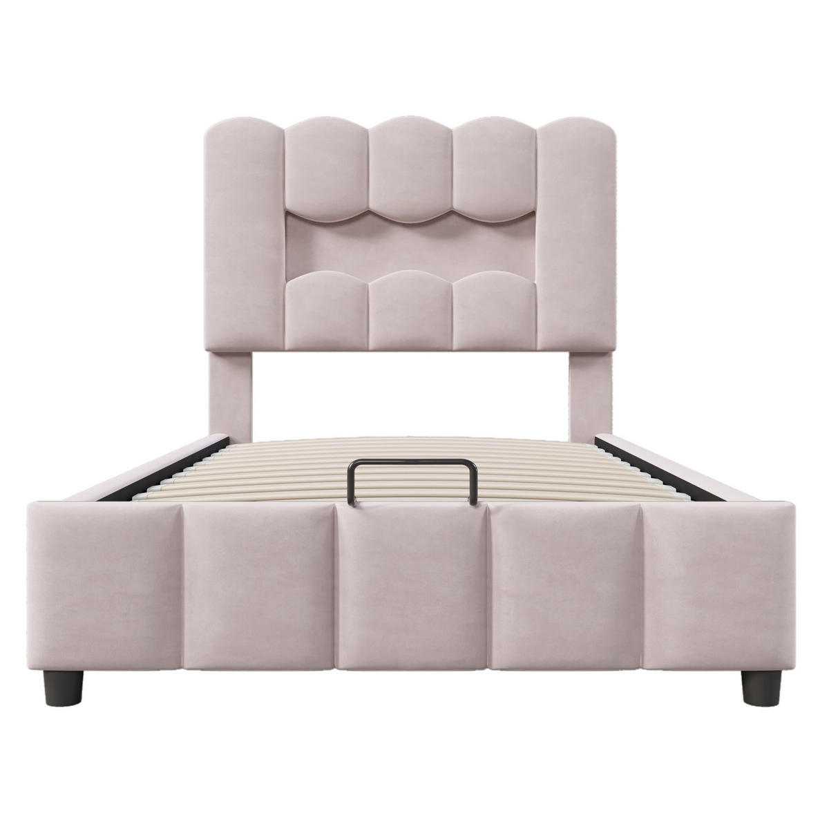 POLSTERBETT mit Stauraum und LED 90x200 cm Samt Rosa - Pink, Metall (90/200cm) - Beauniv