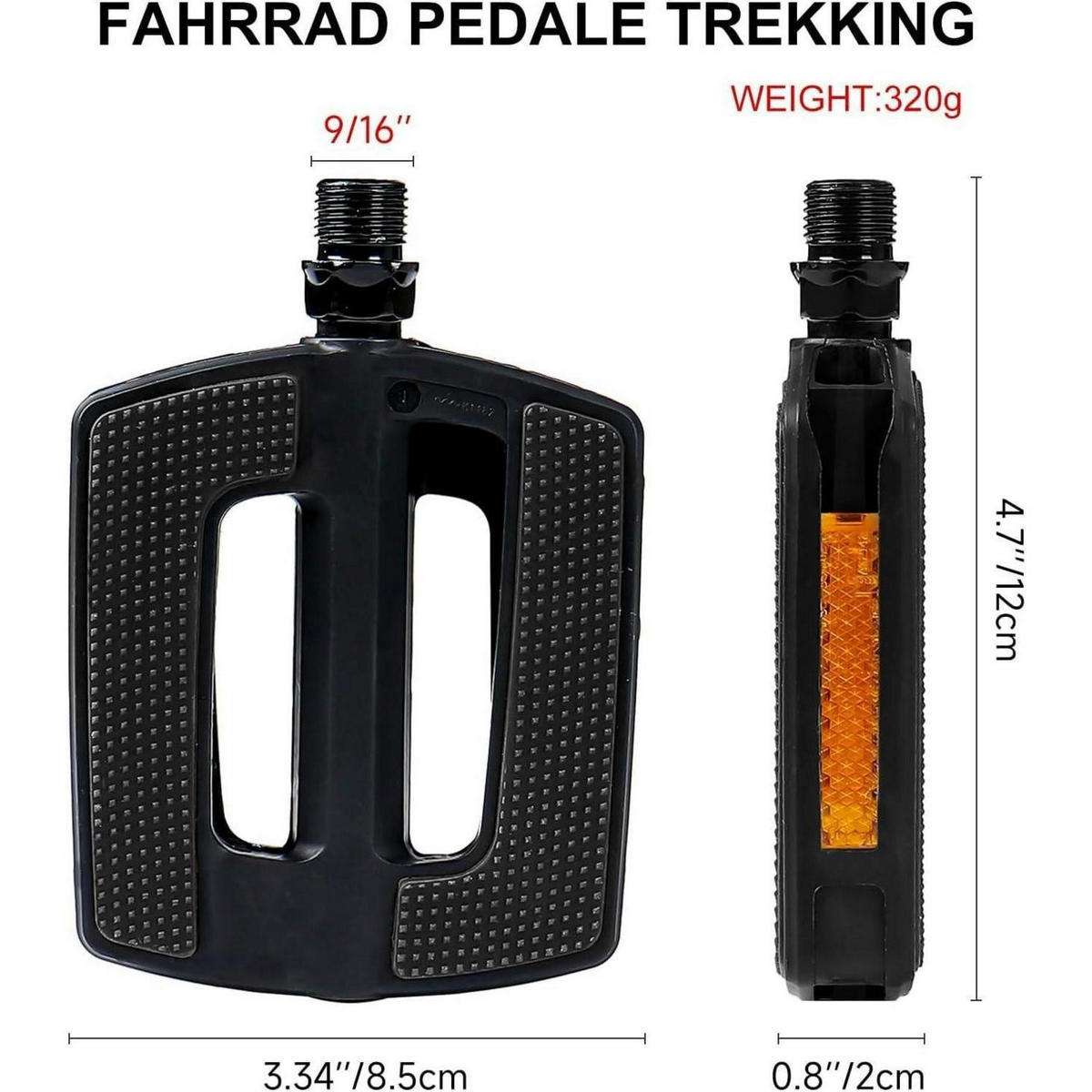 FAHRRADPEDALE City/Trekking Set inkl. Reflektoren Schwarz - Schwarz, Kunststoff (8.5/1.5/12.5cm)