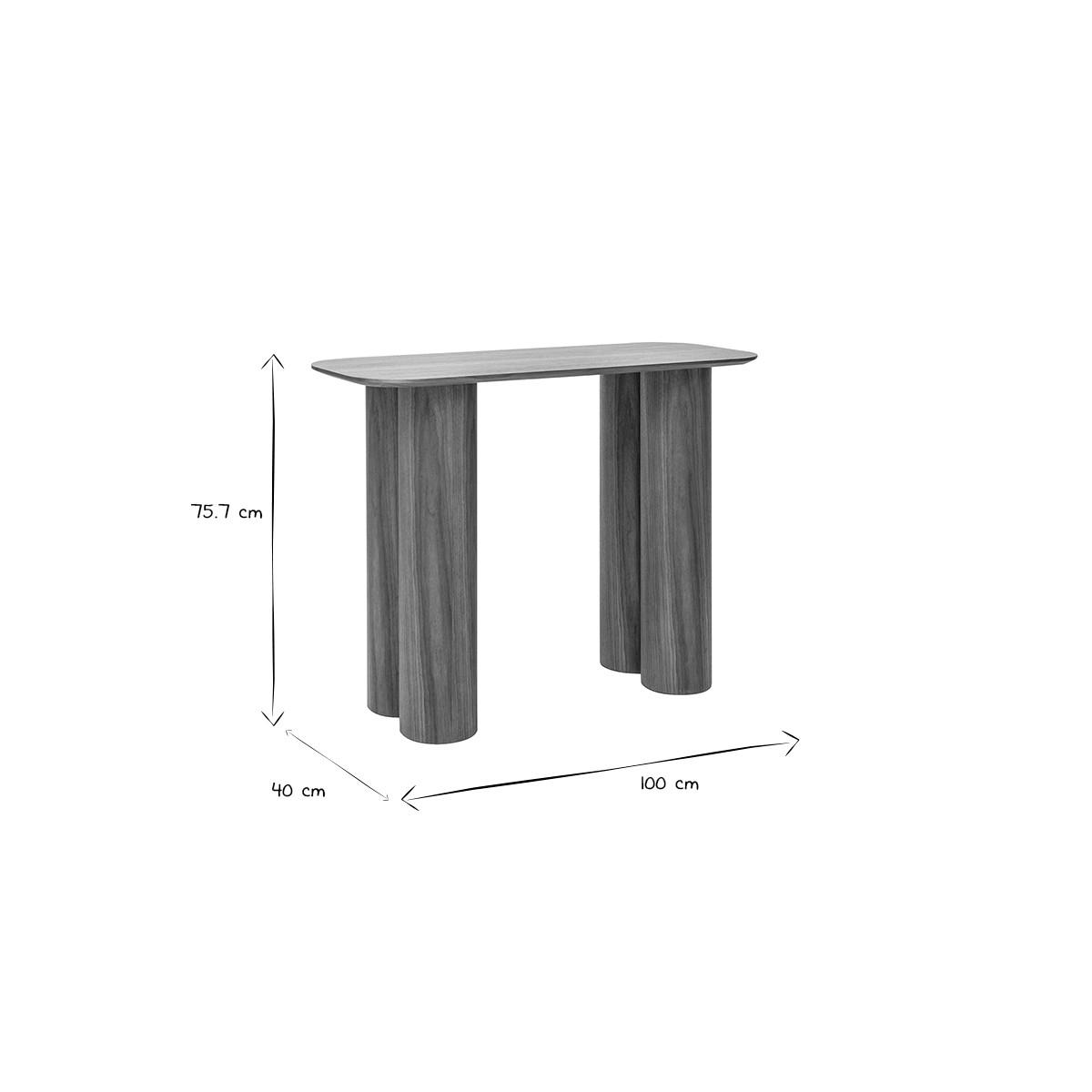 KONSOLE Dunkles Holz B100 cm FOLEEN - Walnussfarben, Holz (100/40/75.7cm) - Miliboo