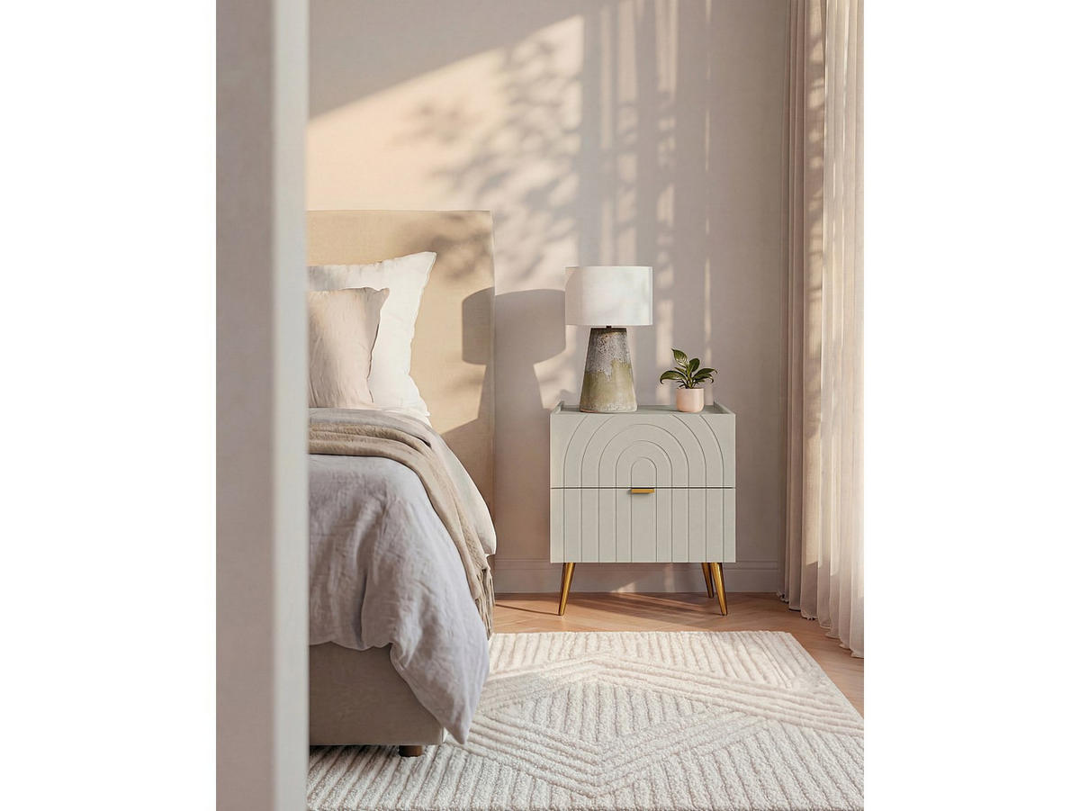NACHTTISCH - 45 cm x 49.5 cm - Holz, Platte - Beige - NORSIM - Beige, Holz (45/40/49.5cm) - Vente-Unique
