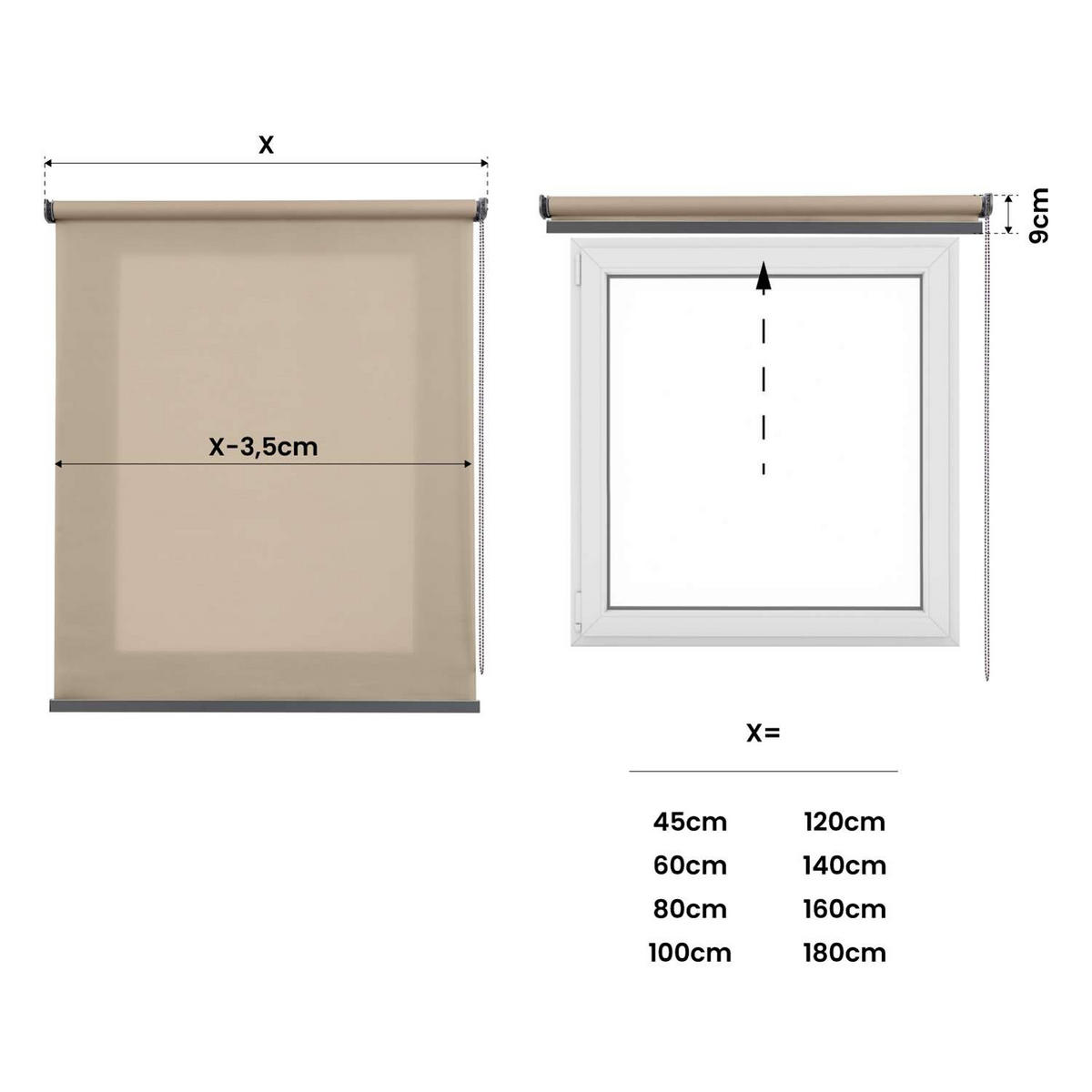 ROLLO| Beige, 80 cm x 250 cm - Beige, Kunststoff (80/250cm) - STORESDECO