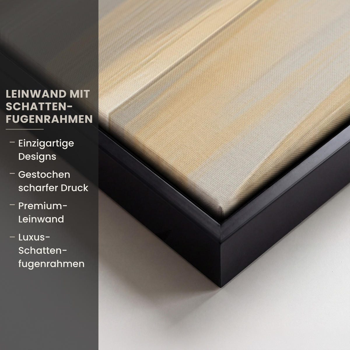 LEINWAND Bilder mit Rahmen - Gemälde - Baum - Abstrakt - Blätter - 90x140 - Beige, Textil (90/140cm) - MuchoWow