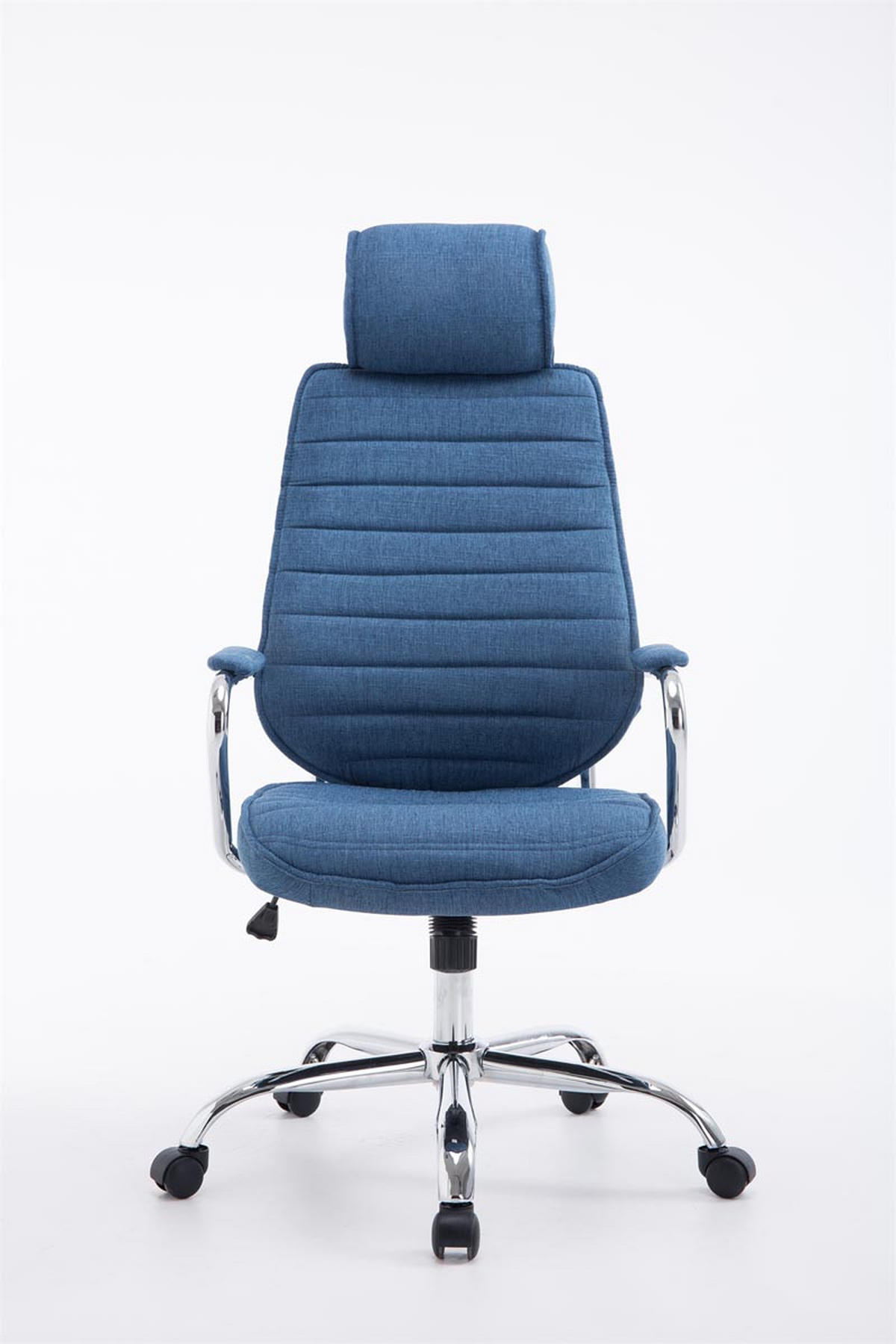 CHEFSESSEL Stoff blau - Chromfarben/Blau, Textil/Metall (60/117/67cm) - CLP