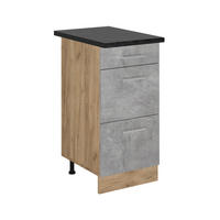 KÜCHENUNTERSCHRANK R-Line Beton 40 cm mit Schubladen, AP Anthrazit - Honigeiche/Schieferfarben, Holzwerkstoff (40/81.6/60cm) - Vicco