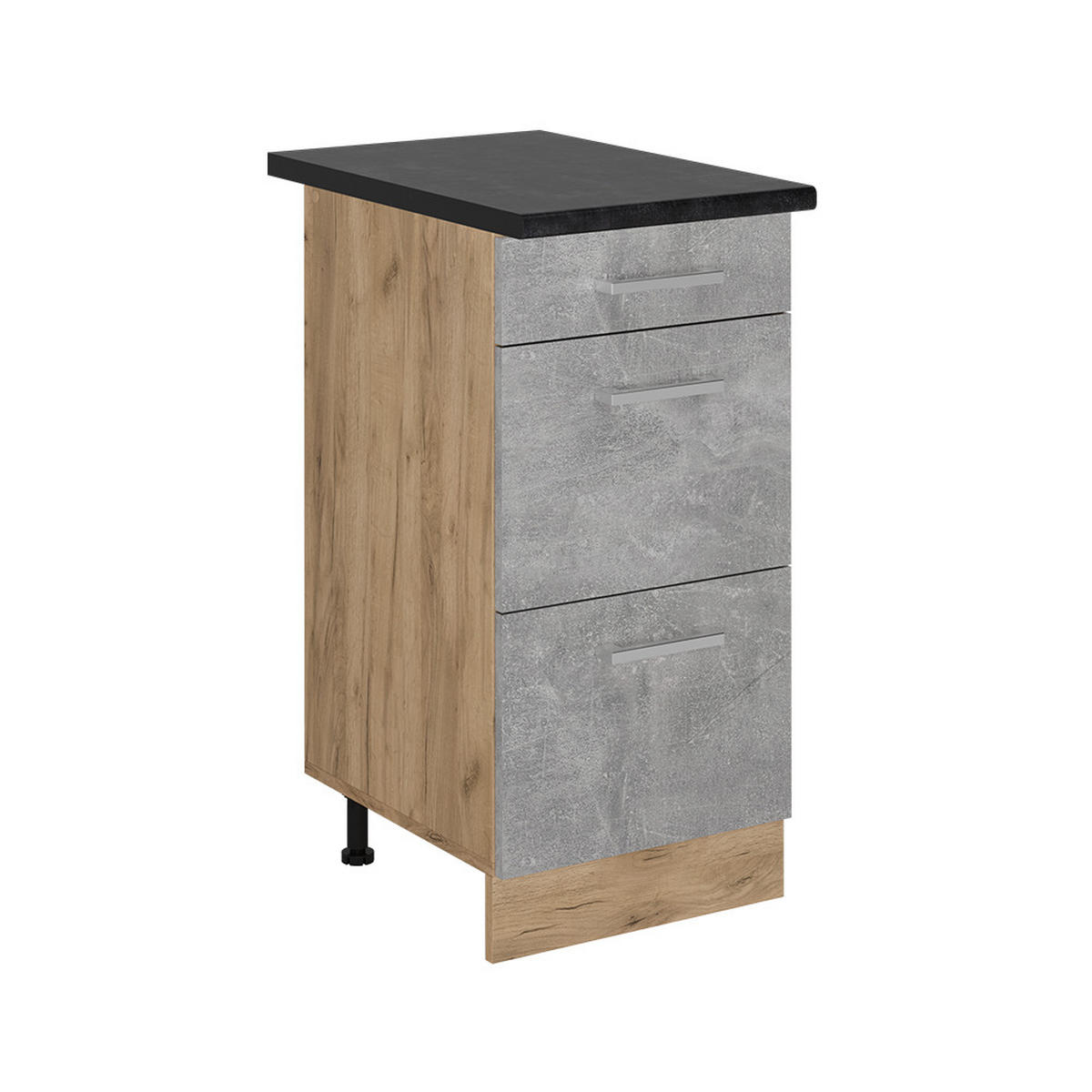 KÜCHENUNTERSCHRANK R-Line Beton 40 cm mit Schubladen, AP Anthrazit - Honigeiche/Schieferfarben, Holzwerkstoff (40/81.6/60cm) - Vicco