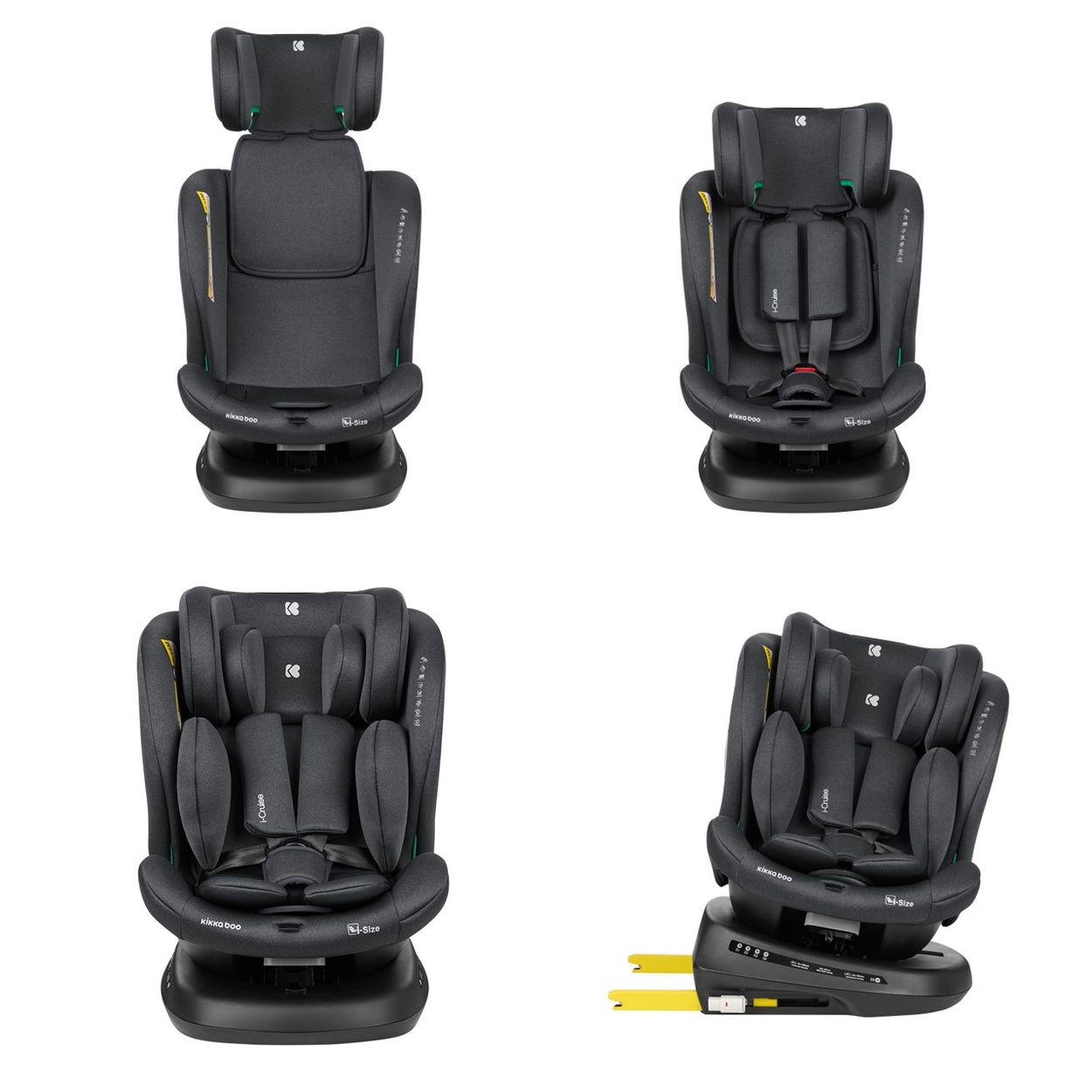 KINDERSITZ i-Cruise i-Size dunkelgrau (40-150 cm) SPS, Sitz 360° drehbar, Isofix - Grau, Kunststoff (43/60/48cm) - Kikka boo